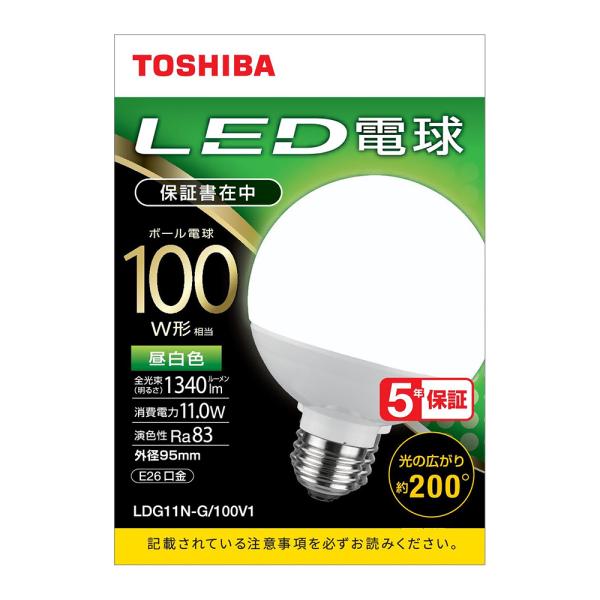 東芝 LED電球 ボール電球形 100W形 E26 昼白色 LDG11N/G/100V1