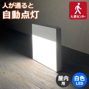 エルパ LED ナイトライト 乾電池式 明暗＆人感センサー 白色光 PM-LF005PIR(W)｜dentendo