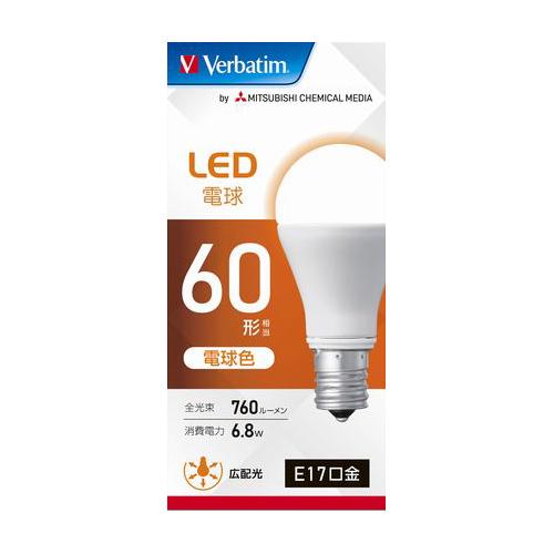 三菱化学メディア Verbatim LED電球 60W形 E17 電球色 LDA6L/E17/G/L...