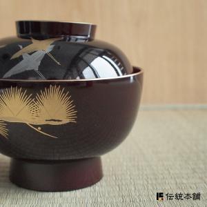 大名雑煮椀 飛翔 赤渕金 溜渕金 セット 蓋付...の詳細画像3