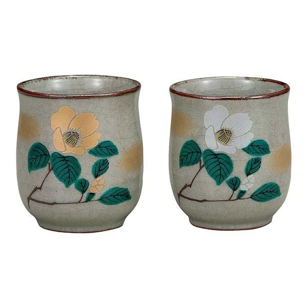 九谷焼 夫婦湯呑 山茶花 ペア ( 夫婦湯のみ 夫婦湯飲み 湯呑み ゆのみ 陶器 セット 九谷焼 結...