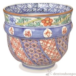 京焼・清水焼 色絵間取牡丹山水捻湯呑 加藤雲泉（雲泉窯） : 京焼