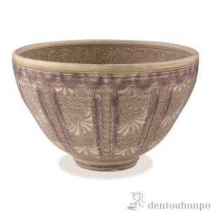 茶道具 抹茶茶碗 京焼き 紫彩華紋 森里陶楽作 ム-4 : 茶道具いまや静香