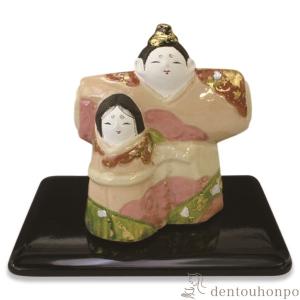 九谷焼 名入れ木札無料 立雛人形 鹿の子盛 6.5号 台・敷物・屏風・木札