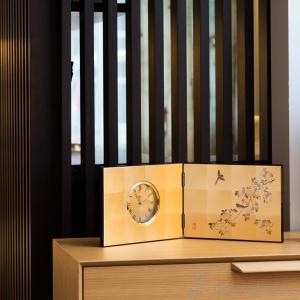 屏風時計 光琳梅 ( 名入れ有料 退職祝い 定年 置時計 置き時計