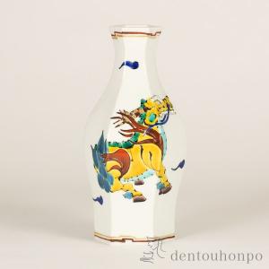 九谷焼 花瓶 本金青粒割取 12.5号 ( 木札名入れ有料 ガラス フラワー