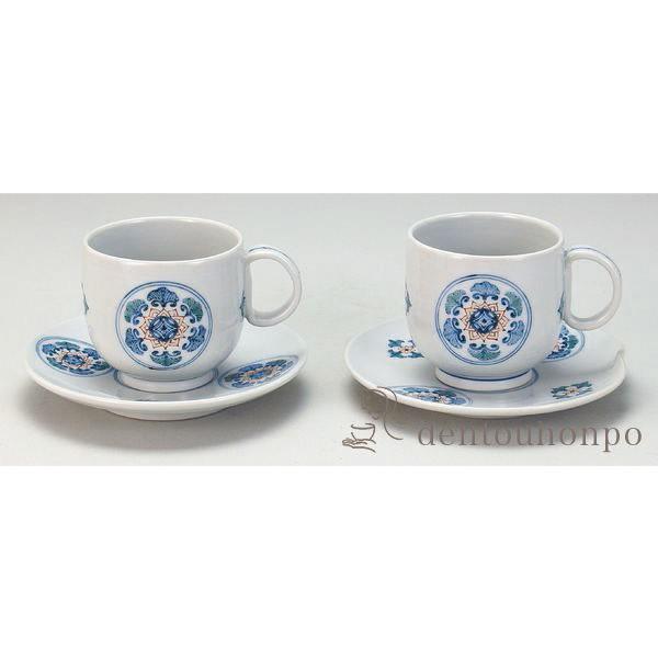 九谷焼 コーヒーカップ 丸紋 ペア ( 退職祝い 定年 セット ソーサー ティーカップ 美味しい お...