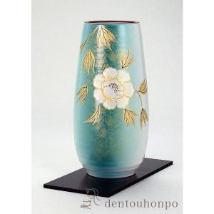 九谷焼 花瓶 金箔鶴 8号 ( 木箱名入れ有料 木札名入れ有料 退職祝い