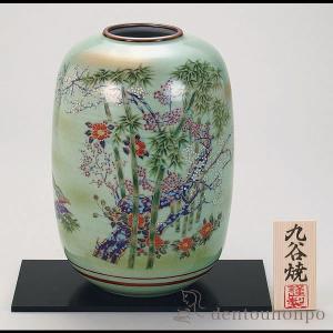 九谷焼 仲田錦玉 7号花瓶 渦打青粒鉄仙 桐箱付 : 九谷焼 STYLeNCE
