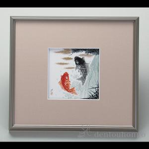 九谷焼 陶額 南天 ( 退職祝い 定年 置物 額飾り 陶板 陶板画 法人