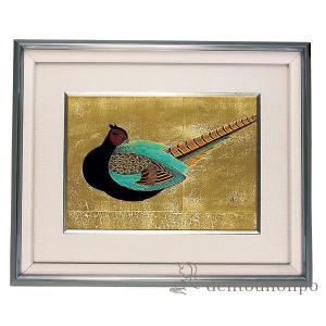 九谷焼 陶額 金箔彩きじ ガラス付 ( お祝い 取引先 周年記念 創立記念 竣工記念 アートパネル 九谷焼 周年 創立 上場 竣工 開店 事務所移転 開業 プレゼント )