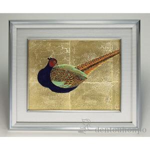 九谷焼 陶額 金箔彩きじ ガラス付 ( お祝い 取引先 周年記念 創立記念 竣工記念 アートパネル 九谷焼 周年 創立 上場 竣工 開店 事務所移転 開業 プレゼント )