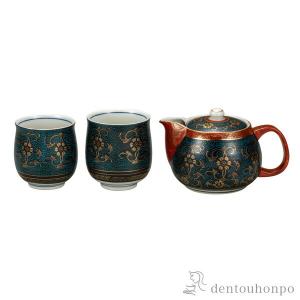 くつろぎ揃 青粒鉄仙 夫婦湯呑・急須セット 茶こし網付き