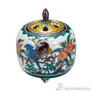 九谷焼 香炉 切立青粒香炉 木箱入り item no.1f079 : ハマダヤ食器店