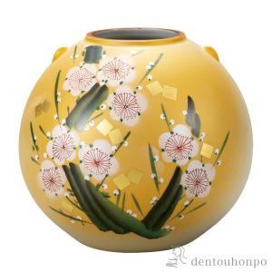 九谷焼 花瓶 本金青粒割取 12.5号 ( 木札名入れ有料 ガラス フラワー