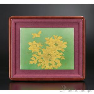 陶額 釉裏金彩牡丹文 ( 置物 額飾り 陶板 陶板画 法人 九谷焼 周年 創立 上場 竣工 開店 事務所移転 開業 プレゼント お祝い お返し お礼 令和 海外 )