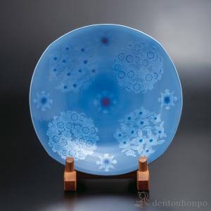 四方飾皿 淡青釉裏銀彩花文 15号 皿立付 ( ...の商品画像