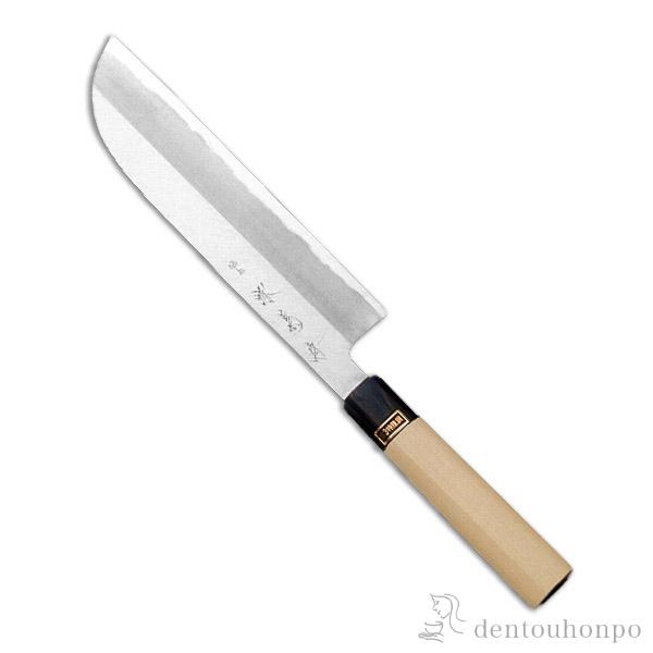 和包丁 堺菊守 銀３（水牛柄） 鎌型薄刃 180mm 1本 名入れ彫刻無料 ( 退職祝い 定年 切れ...