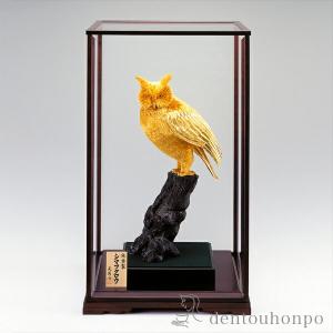 純金 シマフクロウ C 250g ( 光則（金工芸） 木札名入れ有料 高級 コレクション 美術品 工芸品 伝統 東京銀器（金工芸） 周年 創立 上場 竣工 )