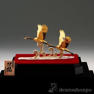 純金 双鶴 80g ( 光則（金工芸） 木札名入れ有料 高級 コレクション 美術品 工芸品 伝統 東京銀器（金工芸） 周年 創立 上場 竣工 開店 事務所移転 開業 )