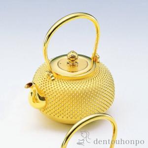 純金 湯沸 霰 D 3.5号・500g ( 木札名入れ有料 高級 コレクション 美術品 工芸品 伝統 東京銀器（金工芸） 周年 創立 上場 竣工 開店 事務所移転 開業 )