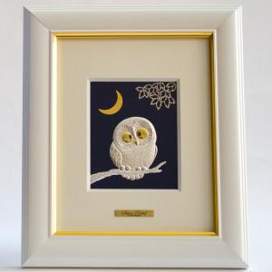 純金 アートレリーフ フクロウ ( 光則（金工芸） 額縁 飾り フレーム