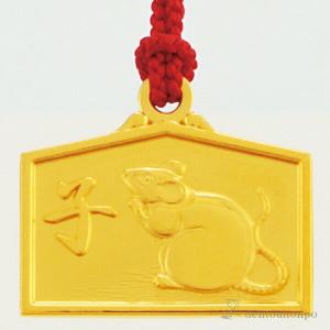 K18 根付 絵馬 子 ( ストラップ 美術品...の詳細画像1