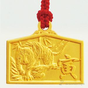K18 根付 絵馬 寅 ( ストラップ 美術品...の詳細画像1
