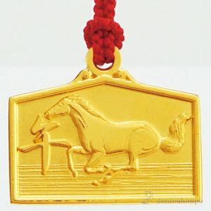 K18 根付 絵馬 午 ( ストラップ 美術品...の詳細画像1