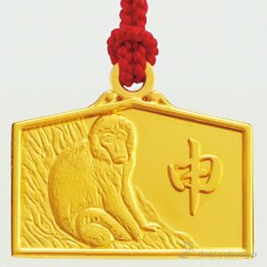 K18 根付 絵馬 申 ( ストラップ 美術品...の詳細画像1