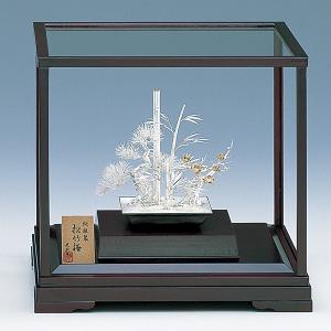 銀製 盆栽 松竹梅 3号・28g ( 木札名入れ有料 高級 コレクション 美術