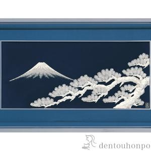 純銀 貴金属画ランマ 富士に松 A 中 ( 光...の詳細画像1