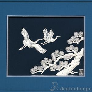銀製 貴金属画 松に鶴 B 4号 ( 光則(銀...の詳細画像1
