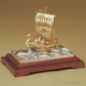 宝船ゴールド 純金メッキ ガラスケース付き ( あすつく 木札名入れ有料