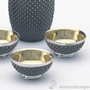 銀製 酒器揃 霰 2×5 A ( 酒器 日本酒...の詳細画像2