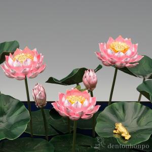 銀製 蓮 純金かえる付(3g) A 銀320g...の詳細画像2