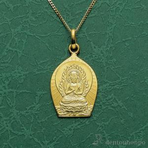 十八金製 お守りご本尊ペンダント 釈迦如来 K18チェーン付 ( 光則