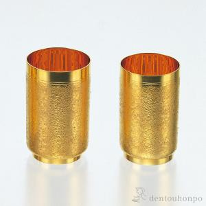 純金 夫婦湯呑 岩石 225g ( 木札名入れ有料 高級 コレクション 美術品 工芸品 伝統 東京銀器（金工芸） 周年 創立 上場 竣工 開店 事務所移転 )