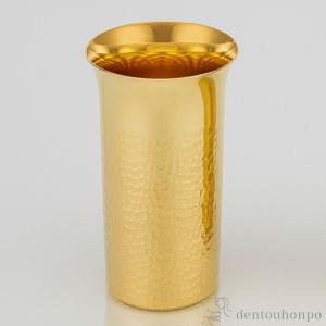 純金 一口ビアコップ 鎚目 180g ( 木札名入れ有料 高級 コレクション 美術品 工芸品 伝統 東京銀器（金工芸） 周年 創立 上場 竣工 開店 事務所移転 )