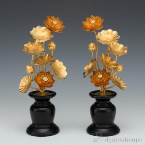 純金 蓮常花揃 9本立 780g ( 木札名入れ有料 お寺 仏壇 ブランド おすすめ 人気 東京銀器（金工芸） プレゼント お祝い お返し お礼 令和 海外 日本 )