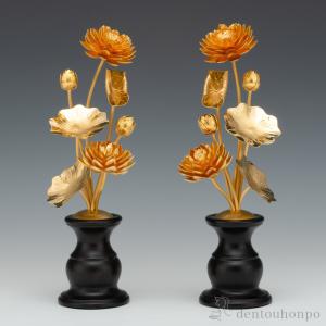 純金 蓮常花揃 7本立 440g ( 木札名入れ有料 お寺 仏壇 ブランド おすすめ 人気 東京銀器（金工芸） プレゼント お祝い お返し お礼 令和 海外 日本 )