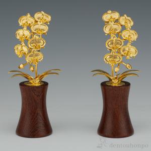 純金 胡蝶蘭揃 B 110g ( 木札名入れ有料 お寺 仏壇 ブランド おすすめ 人気 東京銀器（金工芸） プレゼント お祝い お返し お礼 令和 海外 日本 男性 )
