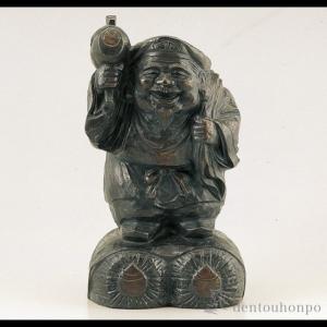 大黒様の置物 木彫風大黒 般若純一郎作品 高岡銅器通販／送料無料 : 檜