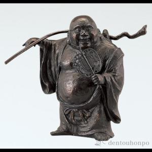 布袋様の置物 木彫風布袋 般若純一郎作品 高岡銅器通販／送料無料 : 檜
