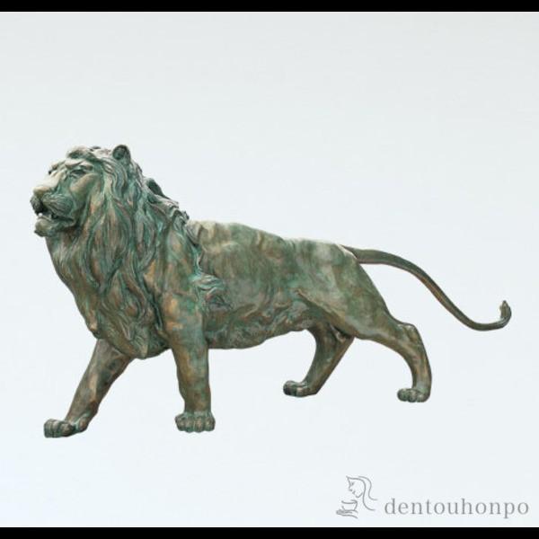 銅製 ライオン 80号 ( 木札名入れ有料 銅像 屋外 美術品 工芸品 伝統 高岡銅器 周年 創立 ...