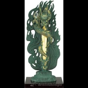 牧田秀雲 原型作 高岡銅器 不動明王 仏像 美術品 工芸品 日本製 青銅色