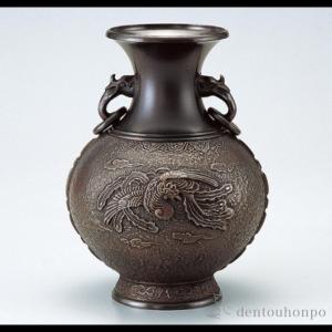 銅製花瓶 六角ダルマ鶴地紋 9号 ( 木札名入れ有料 花瓶 フラワー 銅製花瓶 六角ダルマ鶴地紋 9号 ( 木札名入れ有料 花瓶 フラワー