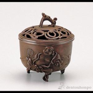 銅製 鉄鉢型山水香炉 小 菊紋付き ( お香 線香 リラックス 仏具 人気