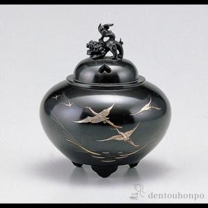 香炉 平丸獅子蓋 136-58 床の間 置物 仏具 銅 ブロンズ : 古都-京都