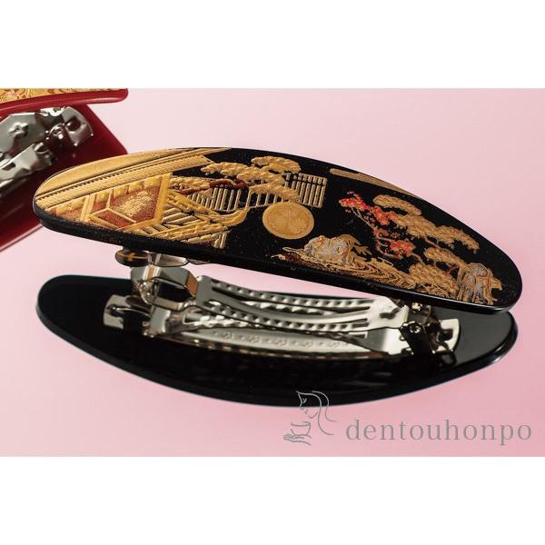 漆芸バレッタ小判 初音 黒 ( 退職祝い 定年 髪留め 留袖 和装 おしゃれ 日本製 山中漆器 結婚...